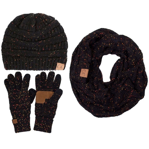 C.C 3pc Metallic Knit Beanie Gloves Scarves Set C.C | Accessories | Cc 3pc Metallic Knit Beanie Gloves  main image 3